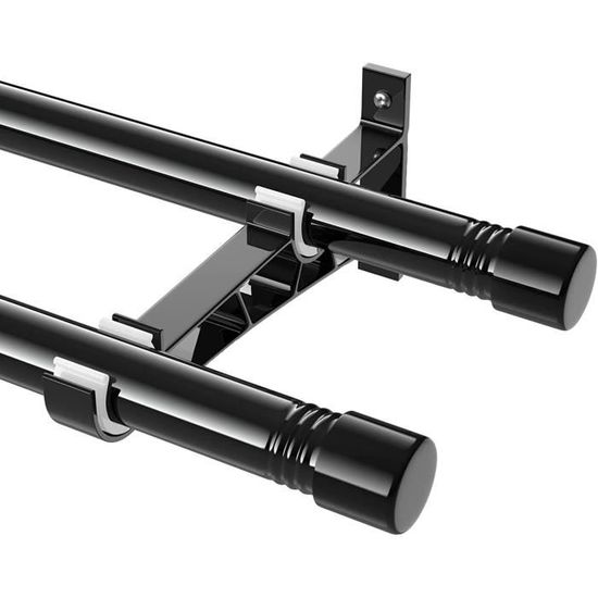 Tringles À Rideaux Double, 76-116Cm Tringle À Rideau Extensible Avec Boutons Cap Avec Supports