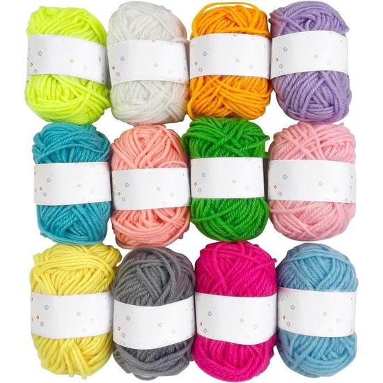 Laine Crochet,12 Couleurs Pelote de Laine 10 g20 m, Pelote de Laine Pour Crochet, Fil Coton