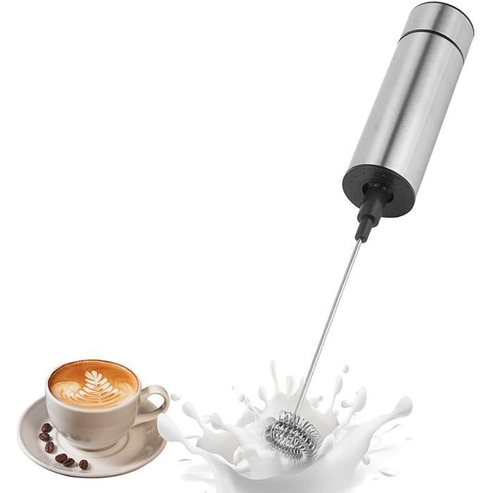 Mousseur à Lait électrique Portable à 3 Vitesses Avec Double Fouet Pour Cappuccino/matcha, Baguette à Mousser En Acier Inoxydable Pour Cuisine, Bureau (blanc