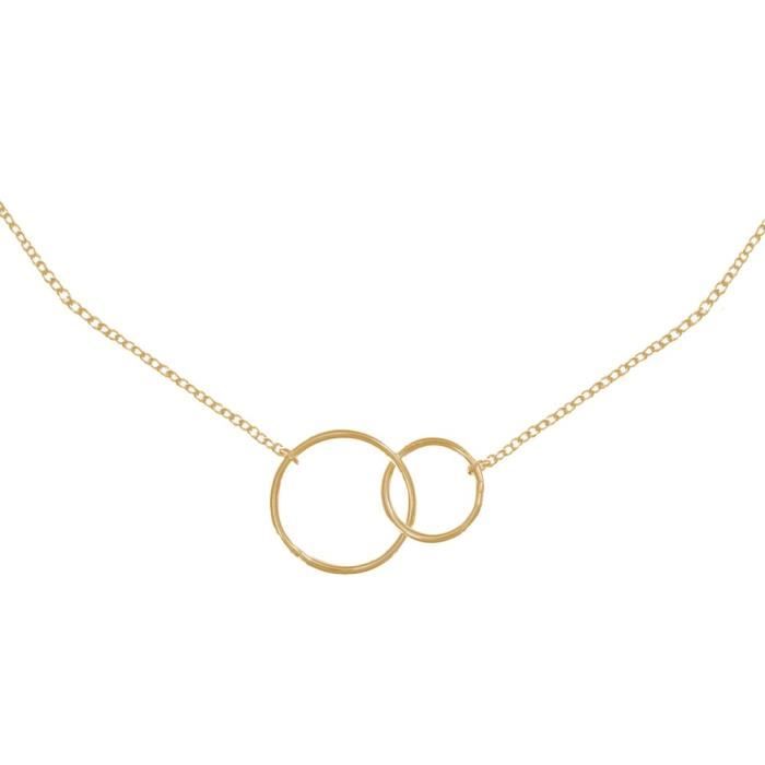 Les Poulettes Bijoux - Collier Plaqué Or Deux Cercles - Petit Modèle