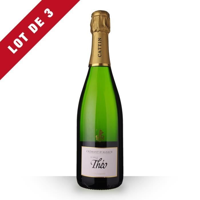 3X Le Brut de Théo Brut 75cl AOC Crémant d'Alsace - Vin Blanc