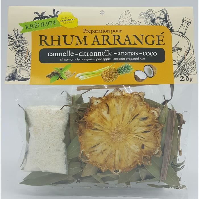 Préparation pour Rhum Arrangé CANNELLE - CITRONNELLE - ANANAS VICTORIA - COCO