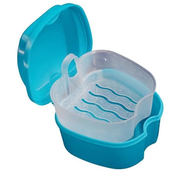 Boîte à Dentier avec Panier Boîte de Rangement Appareil Dentaire Bleu pour Protège Dents - Bleu Clair