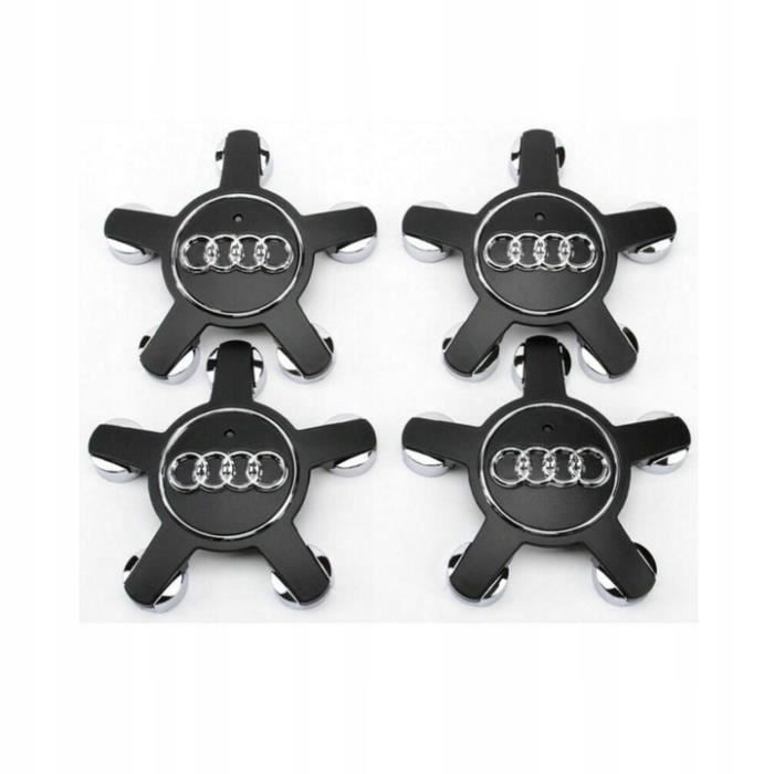 4pcs Caches Moyeu Centre Roue 135mm AUDI Noir Logo Enjoliveur ref.4F0601165