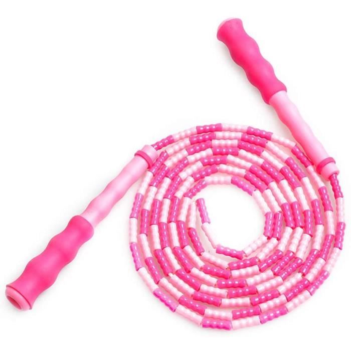 Corde à sauter, Corde à sauter à segment en perles souples, pour l'entraînement, l'exercice, et la perte de poids, Rose