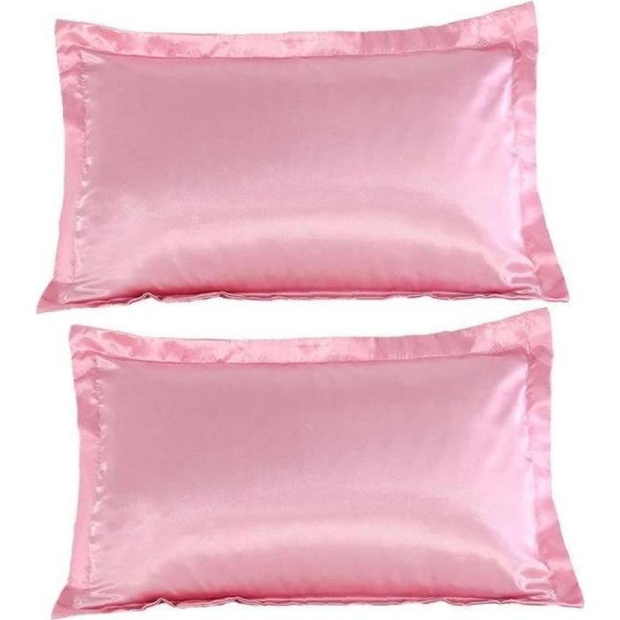 Satin Taie soie sentiment anti-rides Taie d'oreiller cheveux cas de soins de la peau 1pair rose