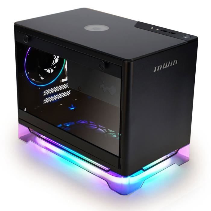 In Win A1 Plus Noir - Boîtier Mini Tour mini-ITX Noir avec alimentation 650W 80PLUS Gold, station de recharge par induction et