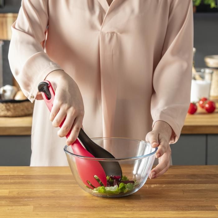 TEFAL INGENIO Couverts à salade K2060614 noir et rouge