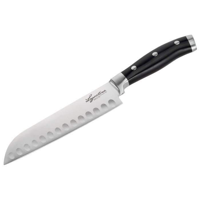 LAGOSTINA Couteau Santoku en inox - 18 cm - Manche noir