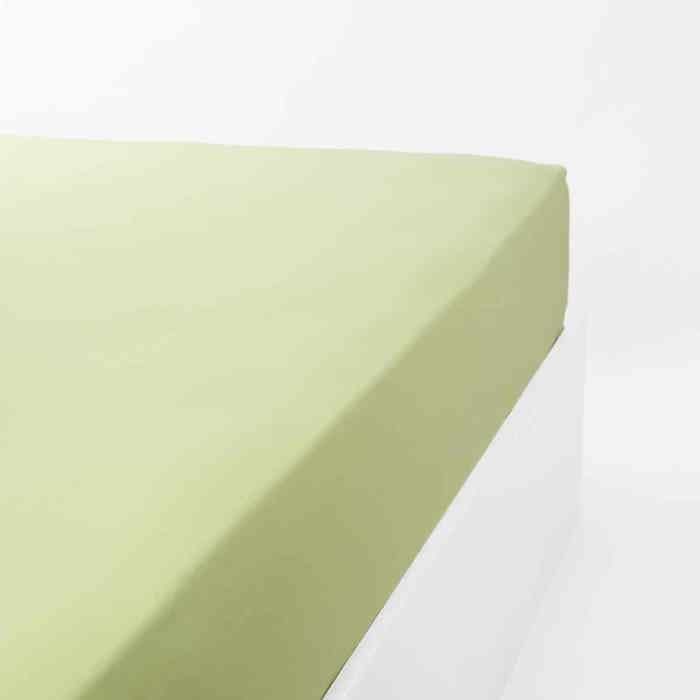 LINANDELLE - Drap housse coton jersey extensible DOUCEUR - Vert anis - 200x200 cm