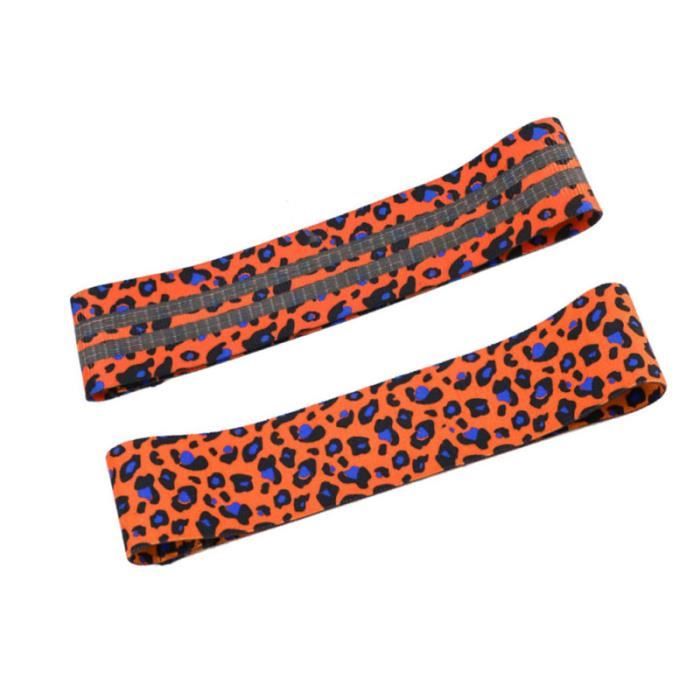 1 Pc Exercice Résistance Ceinture Force Formation Stretch Élastique Bande Sangle pour Gym À Domicile (Imprimé Léopard Orange)
