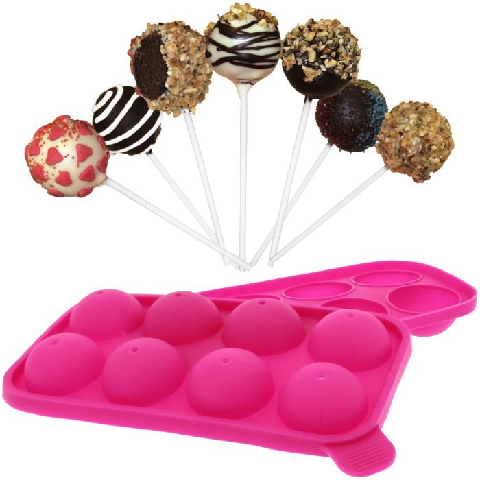 Moule Pop Cakes Sucettes Fantaisie en silicone + 8