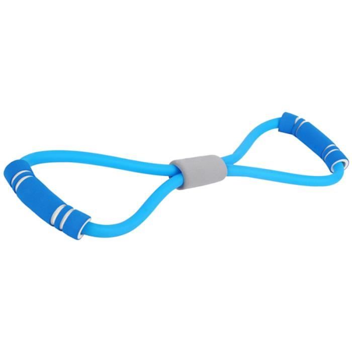 Bande de résistance élastique en latex plat pour l'entraînement en Pilates physiothérapie (bleu)