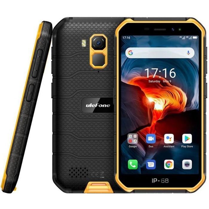 Ulefone Armor X7 Pro Smartphone 4Go+32Go Robuste Android 10 Téléphone Portable 4000mAh Batterie IP68 Résistant Étanche NFC Orange