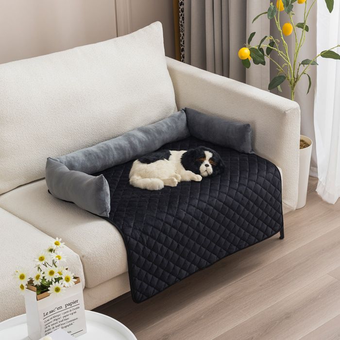 Meilleurs prix pour Panier pour Chien, Coussin Chien Lit pour Chien Lavable Fait Main,  Protection de canapé, antidérapant Super Doux, 75 x 75 cm,Noir