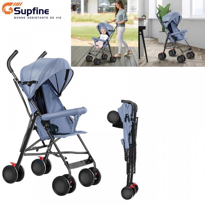 Poussette Canne WODFARR Compacte - Naissance à 4 Ans, Allongable, 4 Roues, Grise