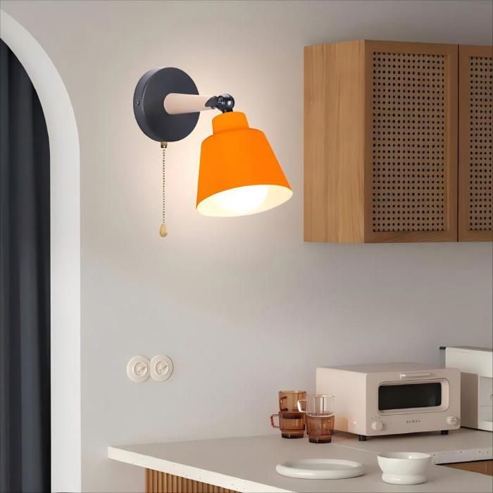 WOTTES 1 Packs Applique Murale Vintage Industrielle Luminaire en Métal Orange Lampe avec dinterrupteur Interieur pour Couloir