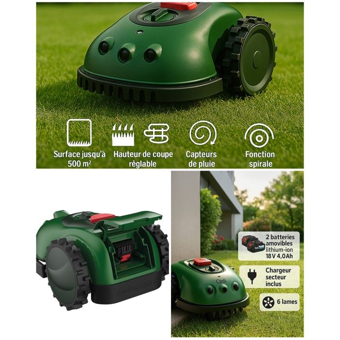Robot tondeuse - LIVOO - Modèle avec caméra - 6 lames - Surface 500 m² - Pente 30 %