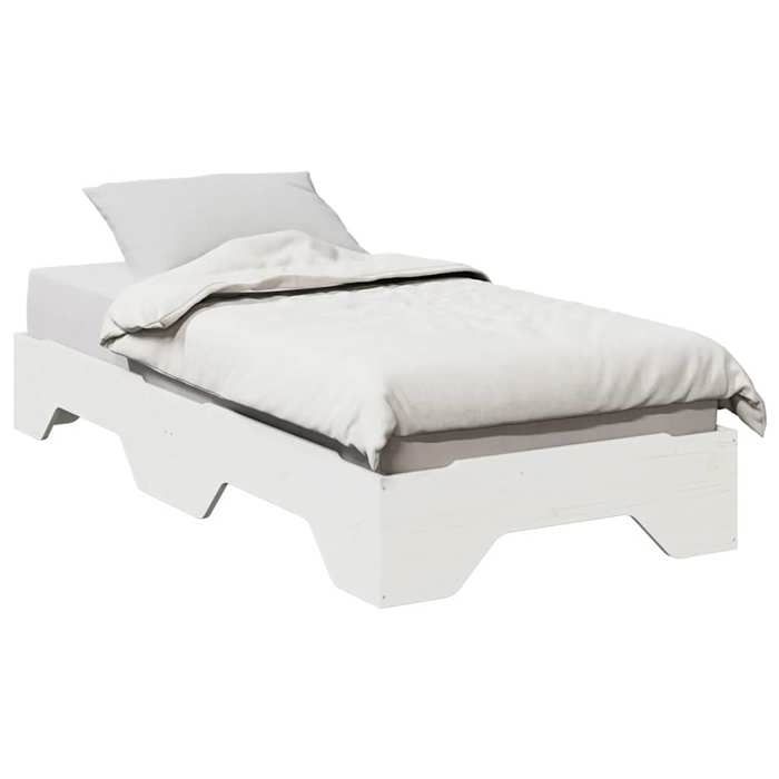 CLARENCE® Cadre de lit - (Taille unique) - Lit simple - sans matelas - empilable blanc 90x190 cm - bois massif LV10390