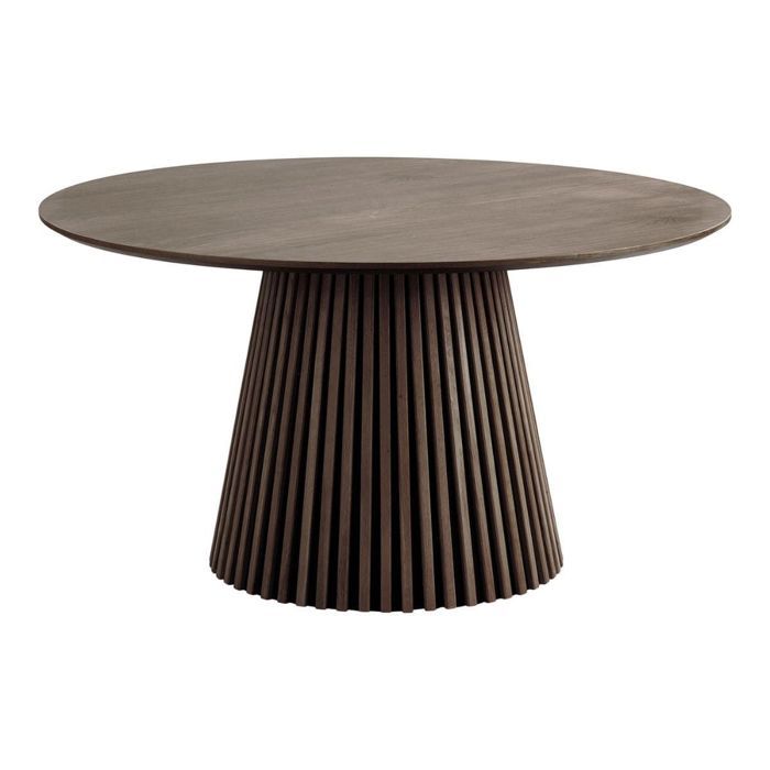 Table Ronde 140 Table repas ronde Ø140cm Pied Central Relief MDF Placage Chêne fumé ...