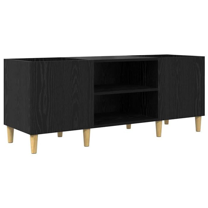 Meuble à vinyles - vidaXL - Chêne Noir - Bois dingénierie - 121x38x48 cm - 2 étagères - Capacité 60 kg - Montage au sol