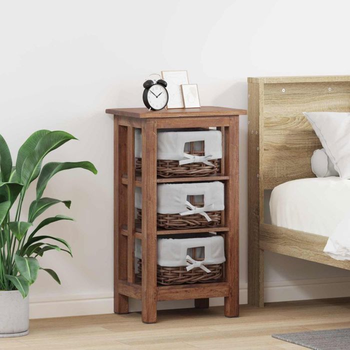 VIDAXL Table dappoint en acajou massif 38x28x72 cm 3 étagères style campagne marron