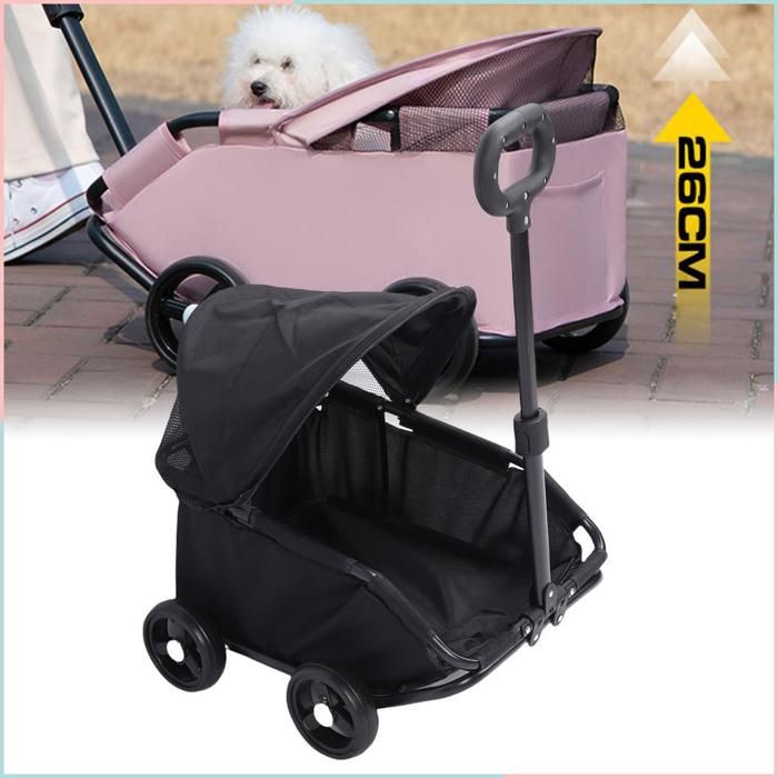 Meilleurs prix pour Cocosity Poussette pour chien Poussette pliable pour animaux de compagnie avec auvent 4 roues chariot de sport materiel Noir