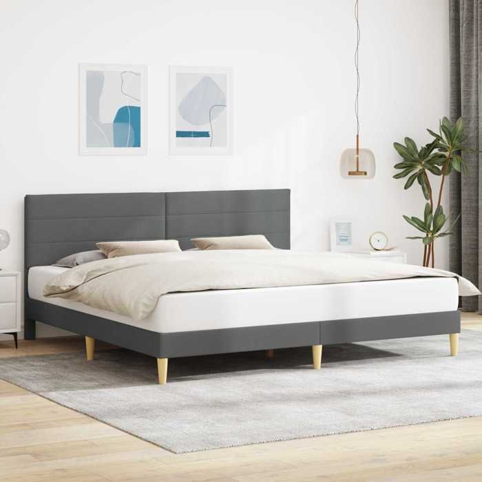 vidaXL Cadre de lit avec tête de lit Gris foncé 180 x 200 cm Tissu 42027601
