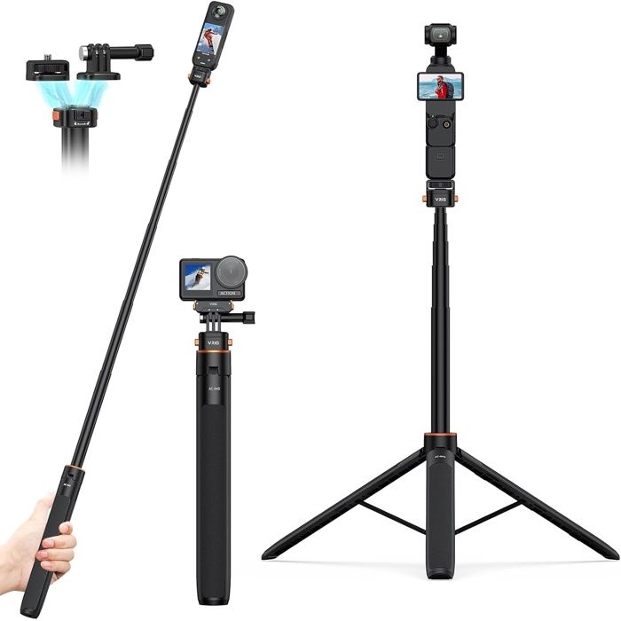 Camera Perch Perche a Selfie Trepied Extensible 64 Pouces pour GoPro et Cameras DJI ...