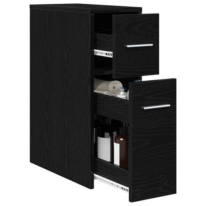 (18576)Moderne Ensemble de mobilier de salle de bain Montage mural Chêne noir poid:15.98 kg