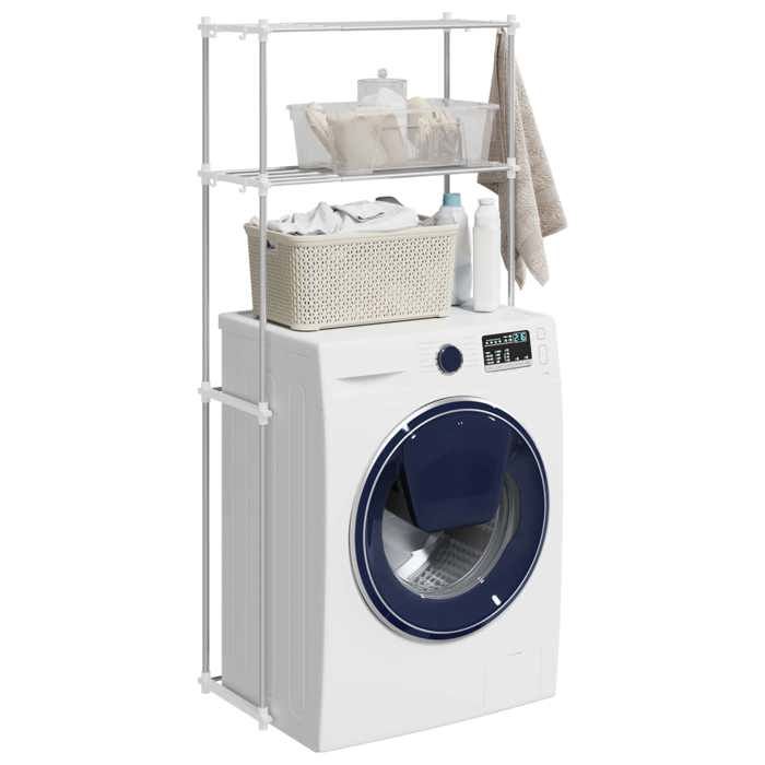 Étagère pour machine à laver minimaliste - vidaXL - aluminium - blanc - 70 x 27 x 136 cm - Capacité 15 kg - pour bureau qyq11w719