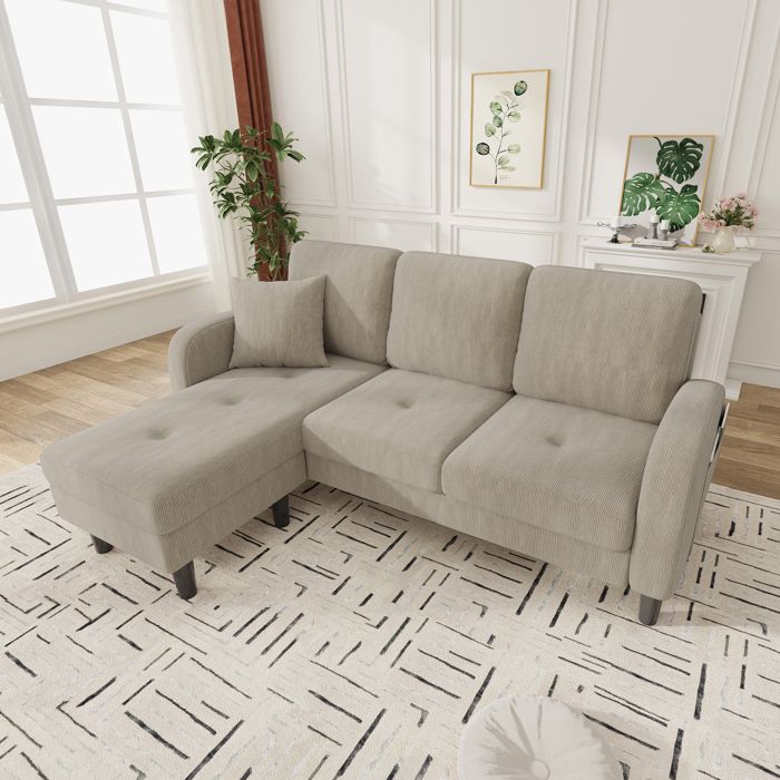 Canapé dangle en L 166x118x77 cm Gris clair Mousse canapé convertible salon moderne le canapé se compose de deux modules