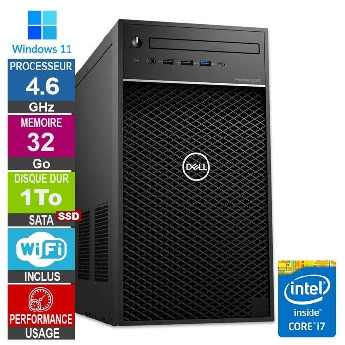 Precision 3630 i7 8700 4.60GHz SSD Wifi W11 Très bon état - vue 2