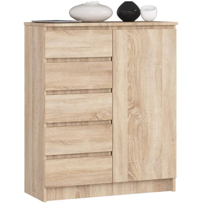Commode AKORD K80 Chêne Sonoma 80 cm 1 porte 5 tiroirs 3 étagères 80x35x97 cm Commode AKORD K80 Chêne Sonoma 80 cm 1 porte 5 tiroirs 3 étagères 80x35x97 cm