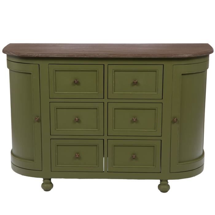 Buffet bas - AMADEUS - Bohème Olive - 6 tiroirs - Aspect bois - Salle à ...