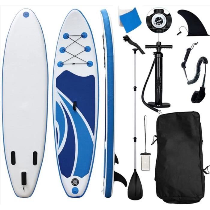 Damily Pack Paddle Gonflable 305x76x15cm Bleu Et Blanc Accessoires Compris Cdiscount Sport