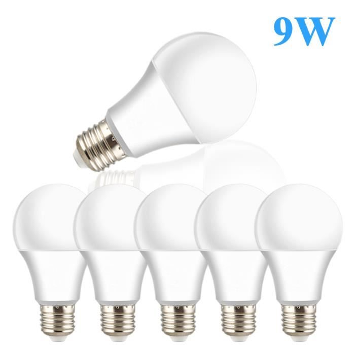 6PCS E27 Ampoules LED ,Globe Ampoules de 9W Équivalent Incandescente 90W, Ampoule Économie D'énergie,Blanc Froid,Non Dimmable - Cdiscount Maison