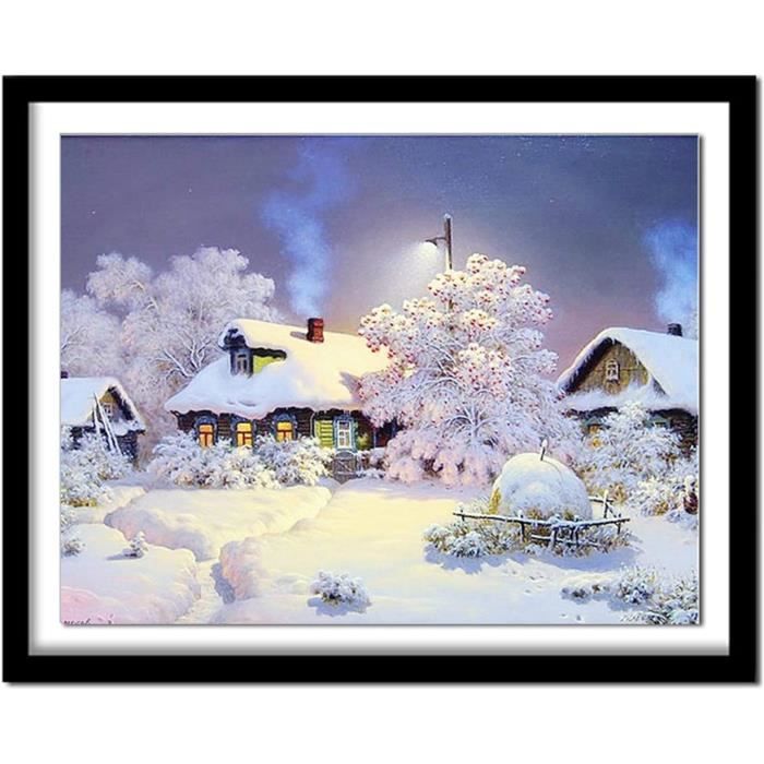 Kit Diamond Painting Paysage D'hiver 30x40 Cm - Broderie Diamant 5D Avec Strass Et Toile HD, Activité Créative Adulte