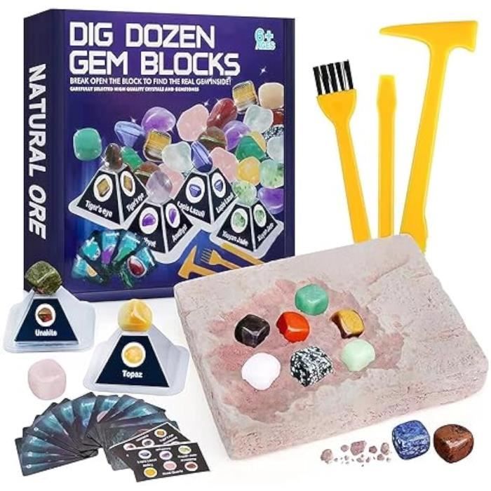 Kit De Fouille Géologique National Geographic - 15 Pierres Précieuses à Découvrir - Loupe Et Outils Inclus - Activité Scientifique Enfant