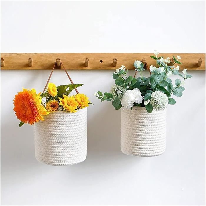 Lot De 2 Pots Suspendus En Macramé De Chanvre - Fait Main, Réglables, Pour Plantes D'intérieur Ou D'extérieur - 12