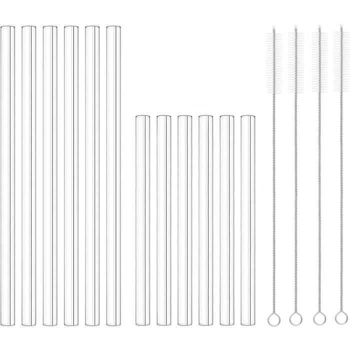 Lot De 10 Pailles En Verre, 2 Brosses à Paille, Pailles Réutilisables