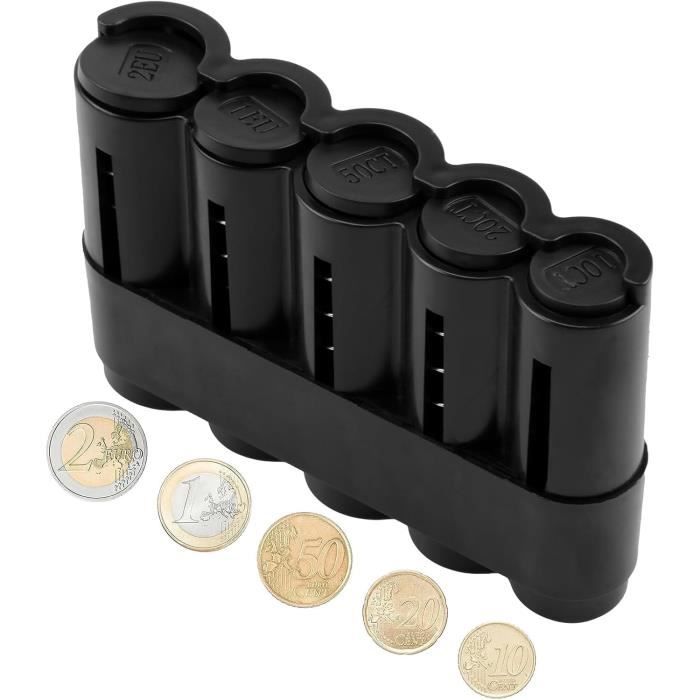 Lot de 2 distributeurs de pièces de monnaie Euro - Lot de 2 porte-pièces - Boîte de rangement pour pièces de monnaie