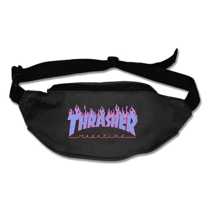 Thrasher logo 2 sac de taille Hommes et femmes mixtes Noir