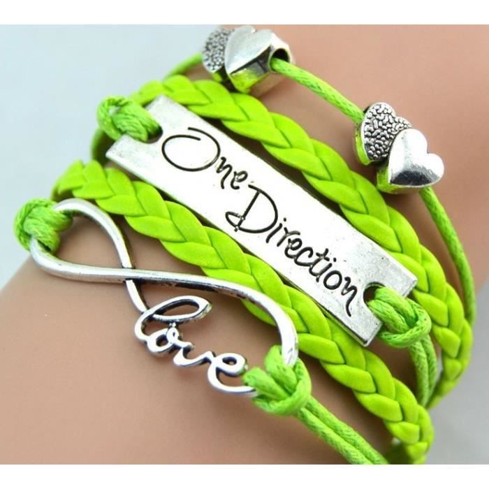 BRACELET ONE DIRECTION 1D LOVE COEUR CHARM VERT Achat / Vente
