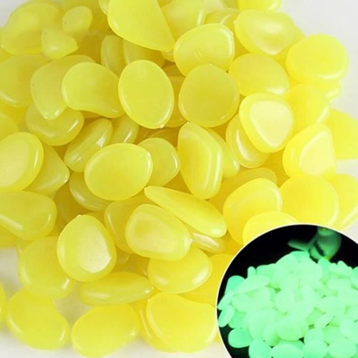(50Pcs / Yellow)Galets lumineux qui brillent dans la nuit pour décor d'aquarium, pierres décoratives pour allées, jardin, chemin, Pa
