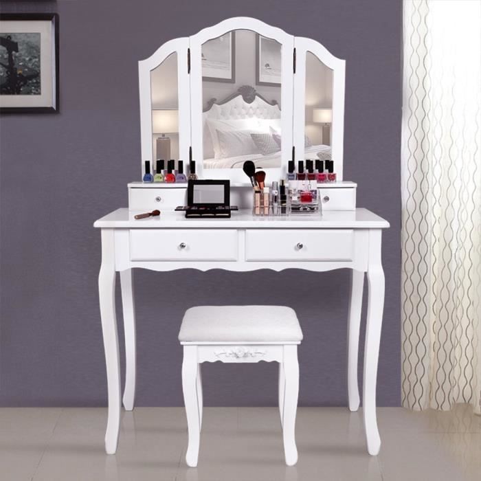 Superbe Grande Coiffeuse Table De Maquillage Style Champetre Avec