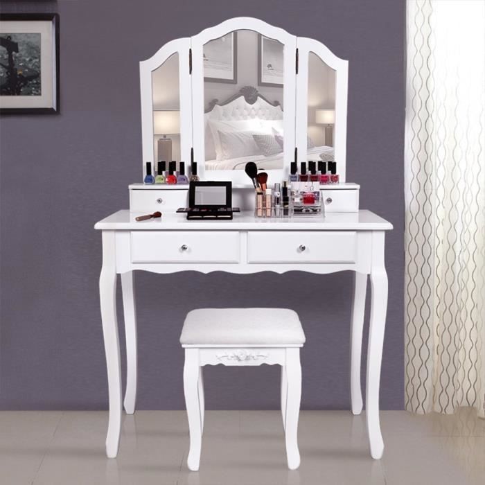 Coiffeuse  Table maquillage, Coiffeuse cdiscount, Miroir coiffeuse