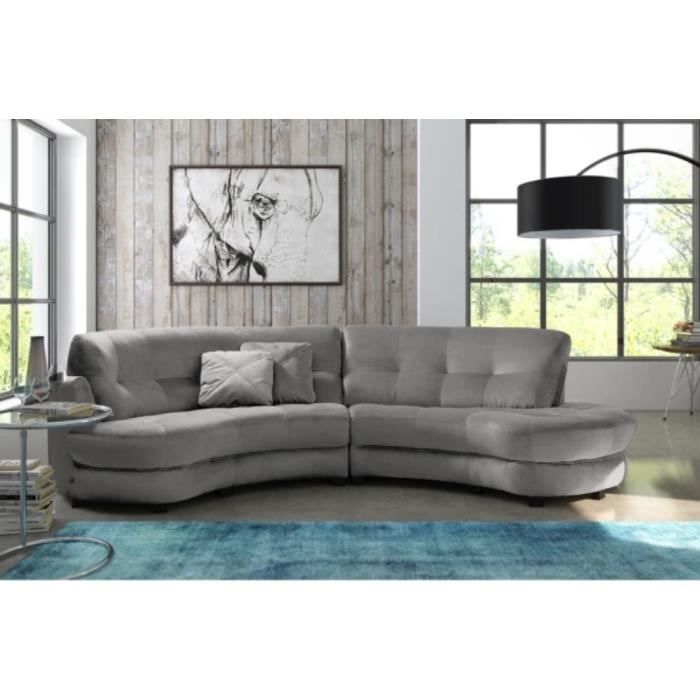 Canap&eacute; en tissu luxe 5/6 places brenner gris clair, c&ocirc;t&eacute; accoudoir gauche