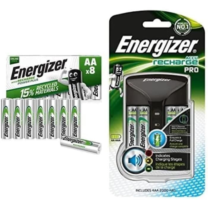 Rechargeables AA, Recharge Power Plus, Lot de 8 ( Exclusif) + Chargeur