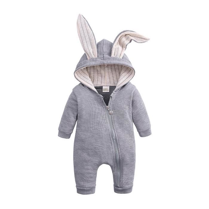 Combinaison Bebe avec de Jolies Oreilles de Lapin Grenouilleres Pyjama Bebe Fille Bebe Garcon avec Fermeture eclair 12 18 Mois Cdiscount Puericulture Eveil bebe